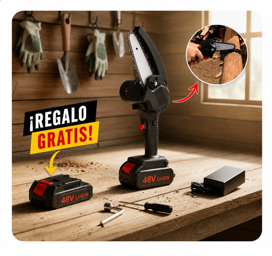 Motosierra eléctrica a batería + REGALOS ADICIONALES GRATIS
 – solo hoy